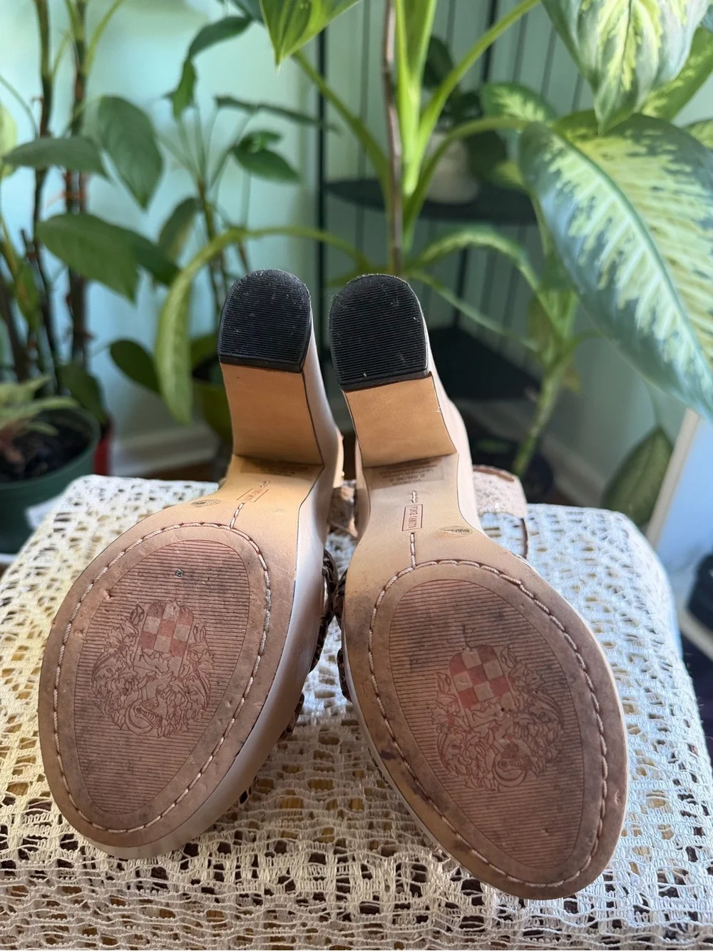 Vince Camuto Snakeskin Print Strappy Platform Heels